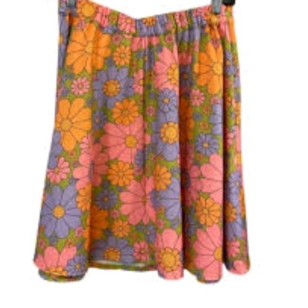 Floral Midi Skirt in Pink, Orange & Purple